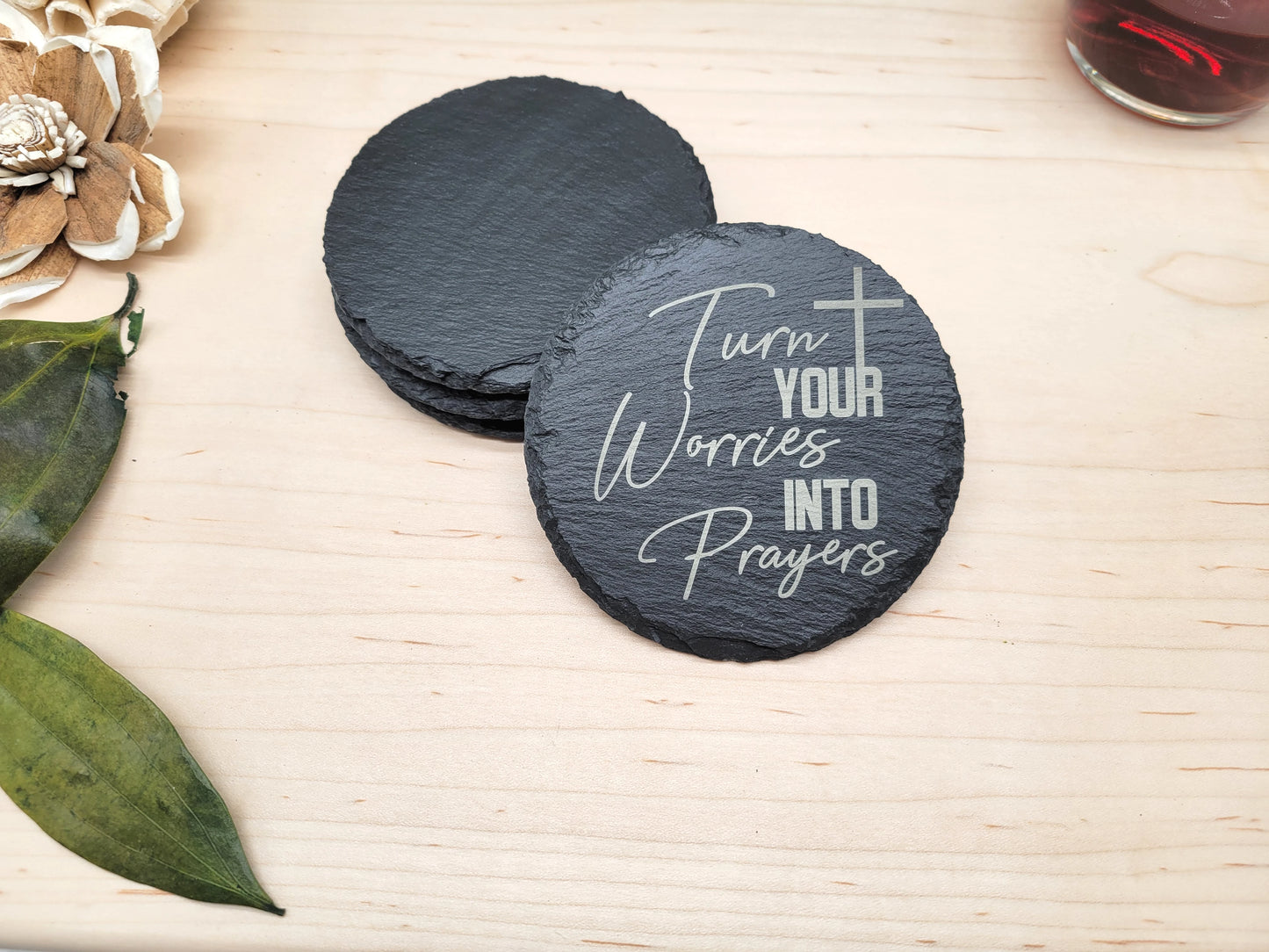 Personalized Engraved Slate Coasters – Set of 4