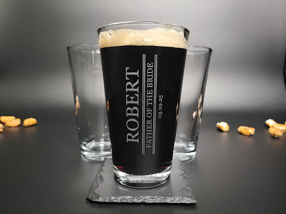 Legacy Stack Engraved Pint Glass – Personalized 16oz Barware