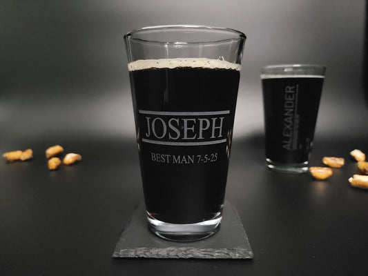 Prestige Engraved Pint Glass – Personalized 16oz Barware