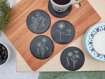 Personalized Engraved Slate Coasters – Set of 4