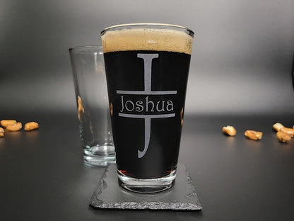 Signature Monogram Letter Pint Glass – Personalized 16oz Barware